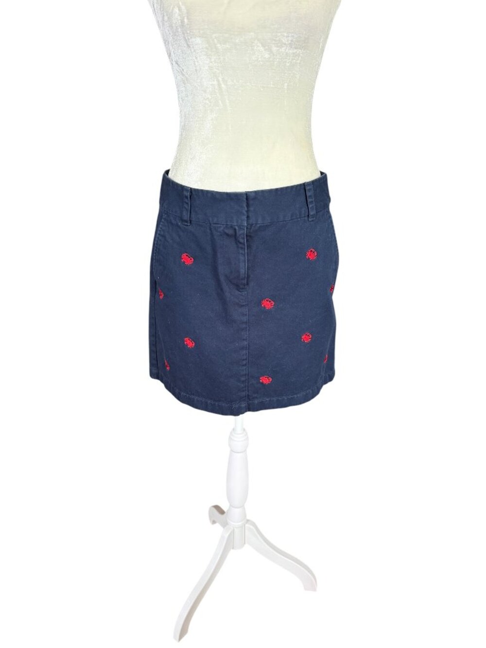 Vineyard Vines women's navy blue crab pattern mini skirt with pockets size 6